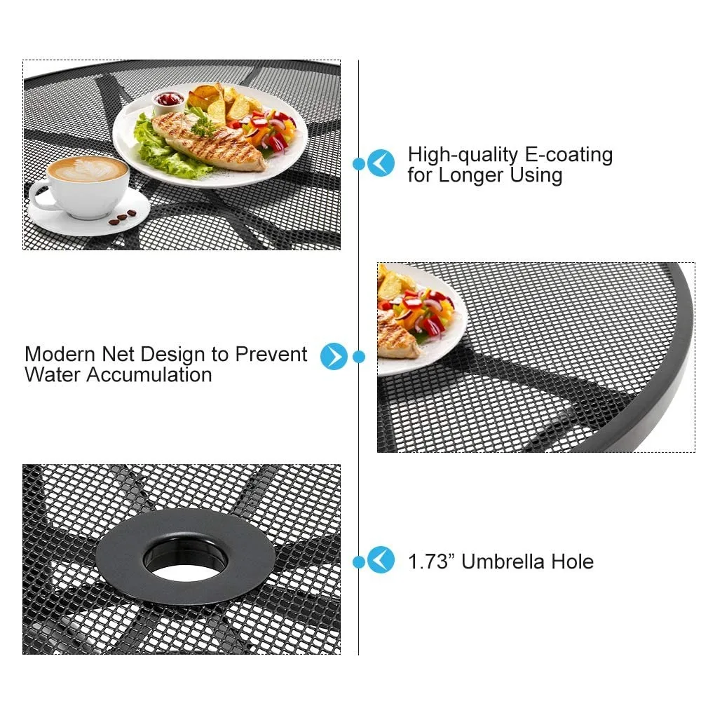 

Outdoor Patio Dinning Table for 4, 37" Round Metal Patio Tables with 1.7" Umbrella Hole, Weather-Resistant Outside, Customized