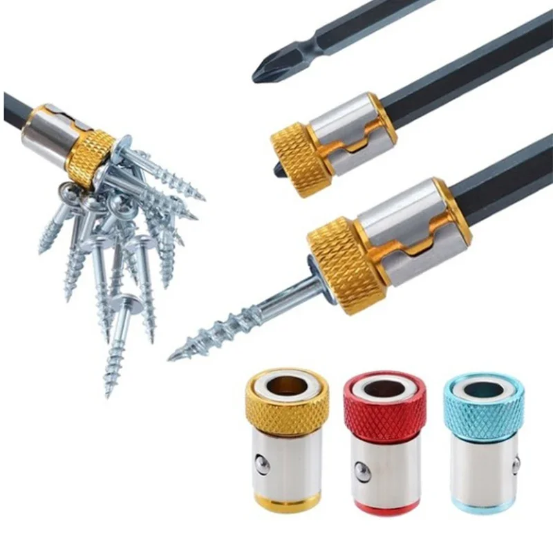 1/3PC Universal 1/4 Batch Head Colored Magnetic Coil Metal Screwdriver Head Positioning Magnetizer Electric Tool Accessory Set image 3