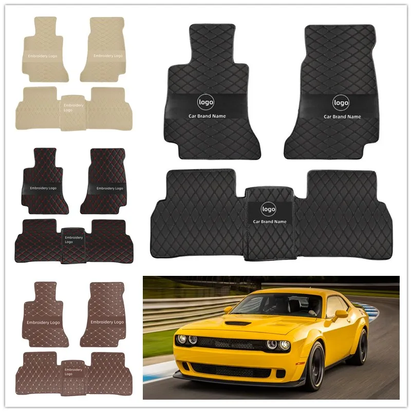 

For Dodge Challenger 2015 Custom Leather Car Foot Mats, Full Coverage Waterproof Durable Auto Interior Accessories, Anti-Slip