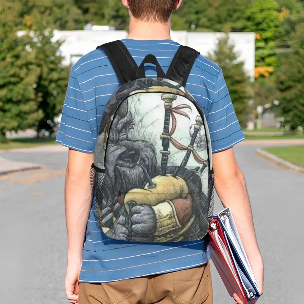 Scottish Terrier And Bagpipes Backpack Student BookBag Children School Bag Computer Shoulder Bags for Boys Girls