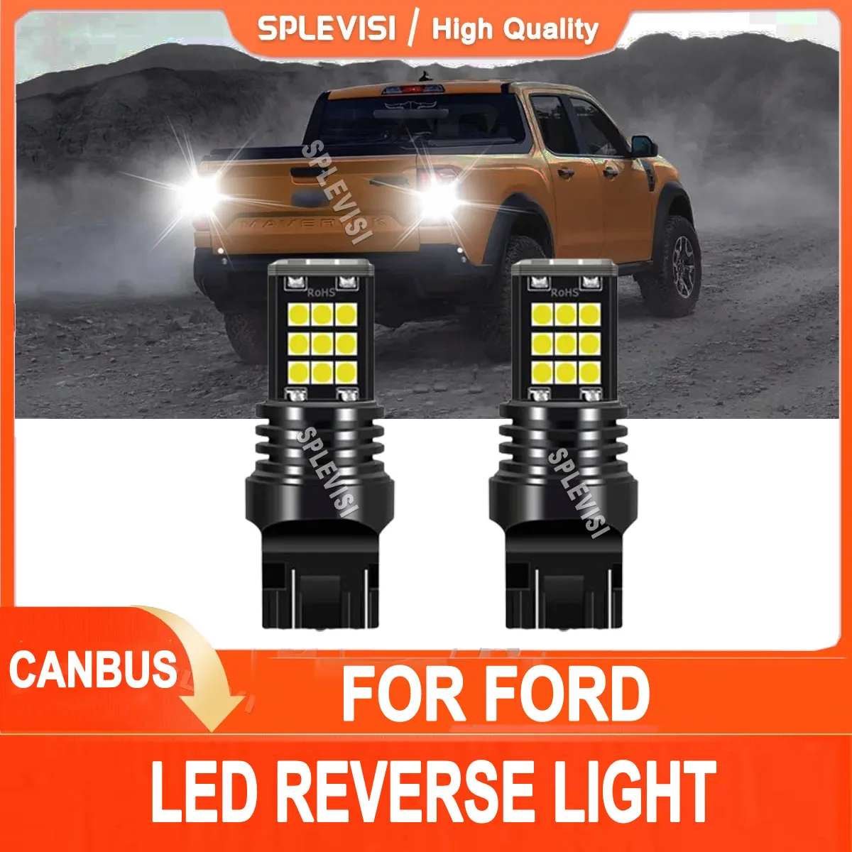 2x 7440 7443 580 6000K White LED Back Up Reverse Lights Replace For Ford Ranger Transit connect  Explorer Branco Sport Kuga 3