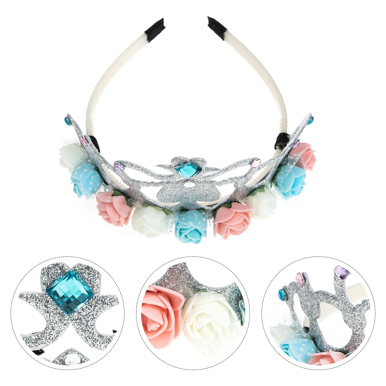 

Crown Wreath Headb Kids Girls Rhinestones Headdress Silver Birthday Party Photo Hair Accessories Durabl Kid Hairstyling Tool