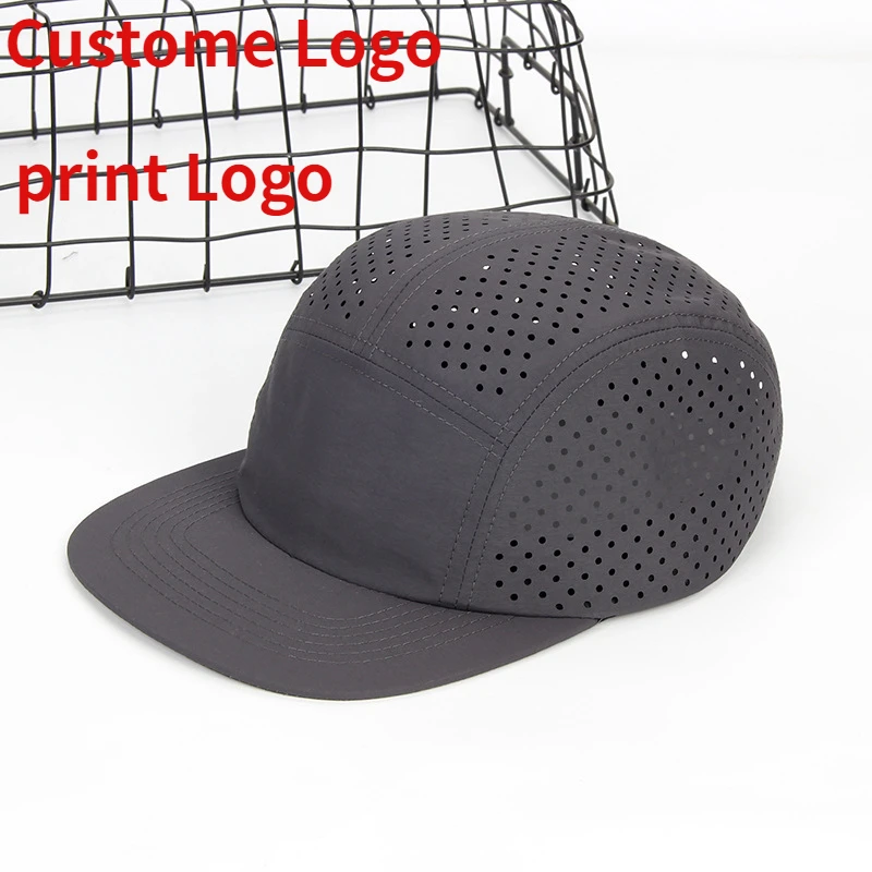 

Customized Logo Quick-drying Breathable Five-panel Perforated Nylon Skateboard Cap Summer Large Size Casual Flat Edge Hat Gorras