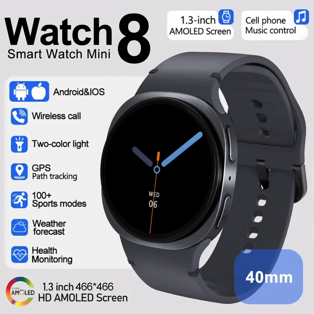 

New Issue Watch 8 mini Classic GPS Compass NFC Smart Watch 1.3 inch 40mm Version HD AMOLED Bluetooth Call waterproof Smart Watch