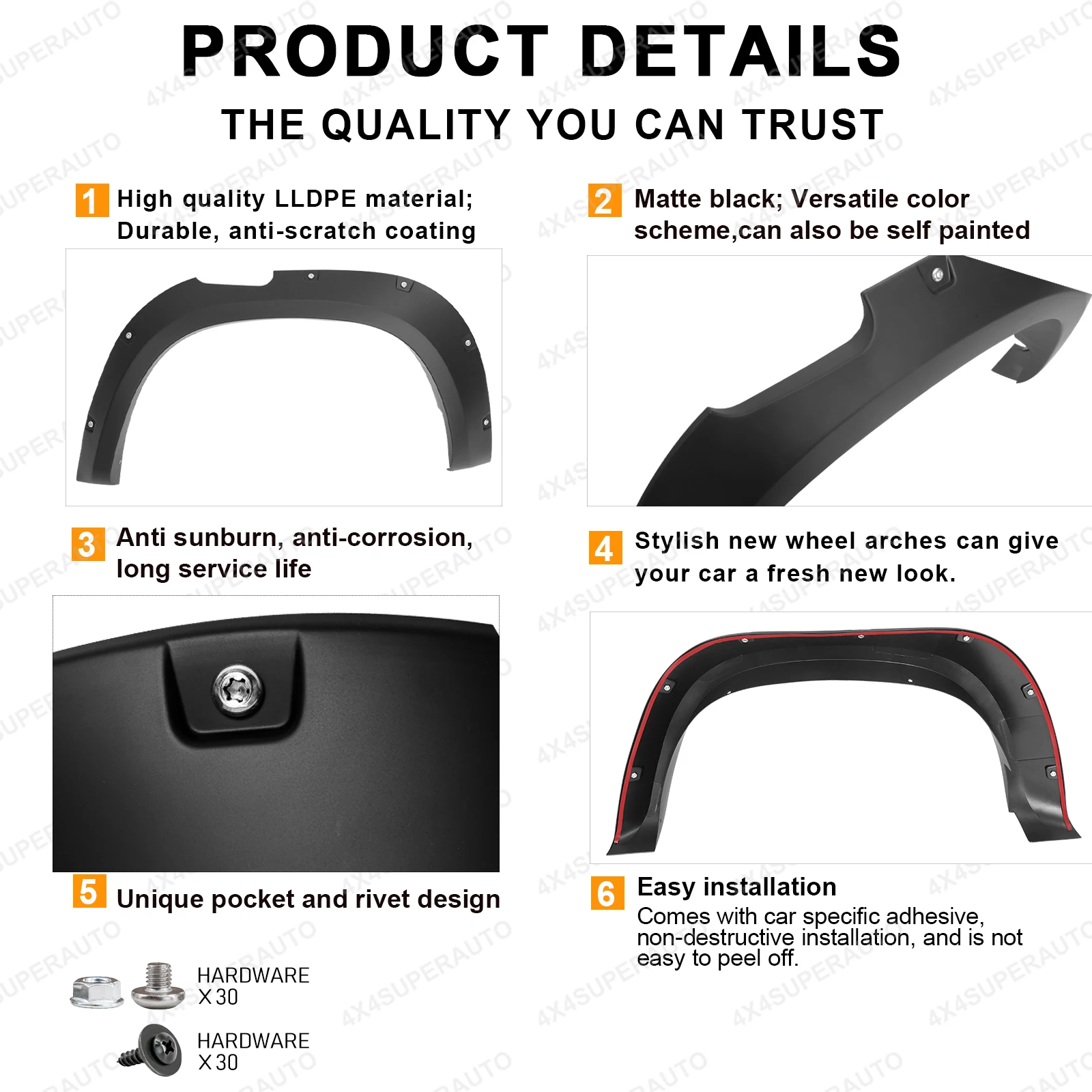 Rivet Style Fender Flares for Mitsubishi Triton L200 2019 2020 2021 2022 2023 Wheel Arches Kits Matte Black 4X4 Car Accessories