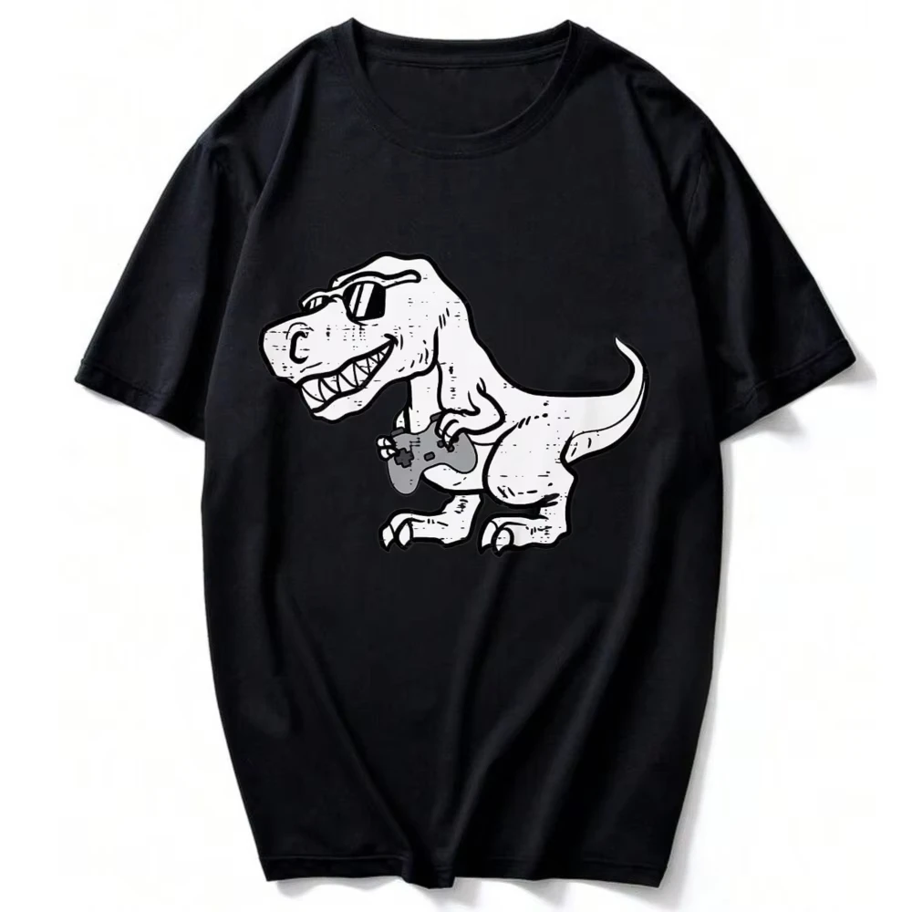 Gamer Dino Trex Cute Video Gaming Women Toddler Youth T-Shirt Funny Outdoors High Quality Cotton Short-sleev Breathable Casual