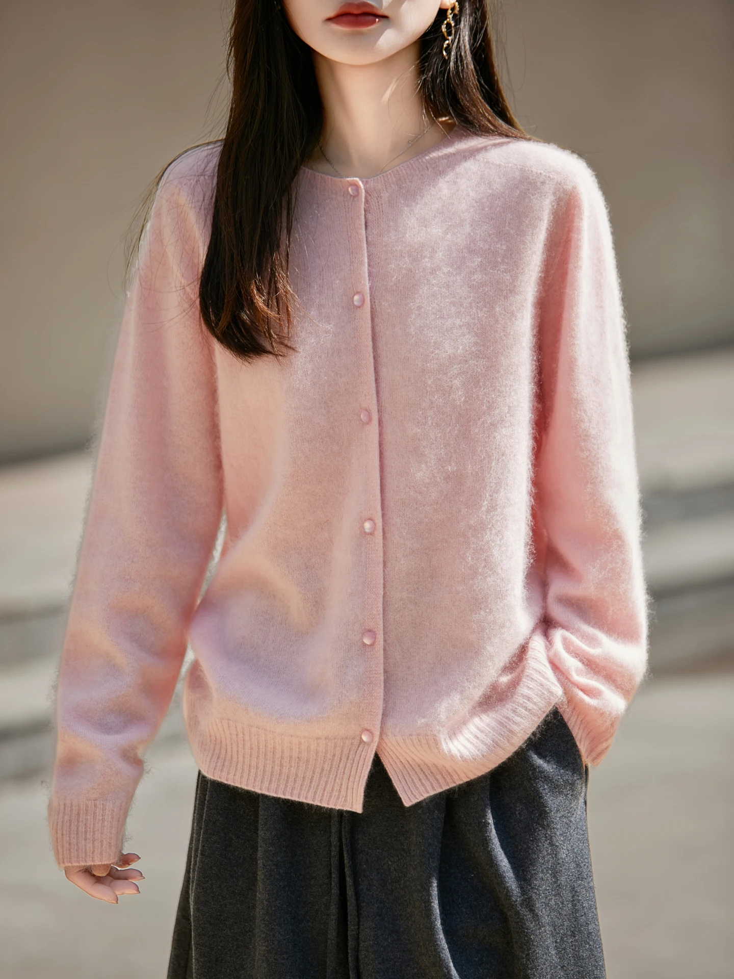 

Трикотаж из 100% мериносовой шерсти с длинными рукавами, свитер-кардиган, повседневная свободная женская осенне-зимняя теплая мягкая обновленная технологичная одежда