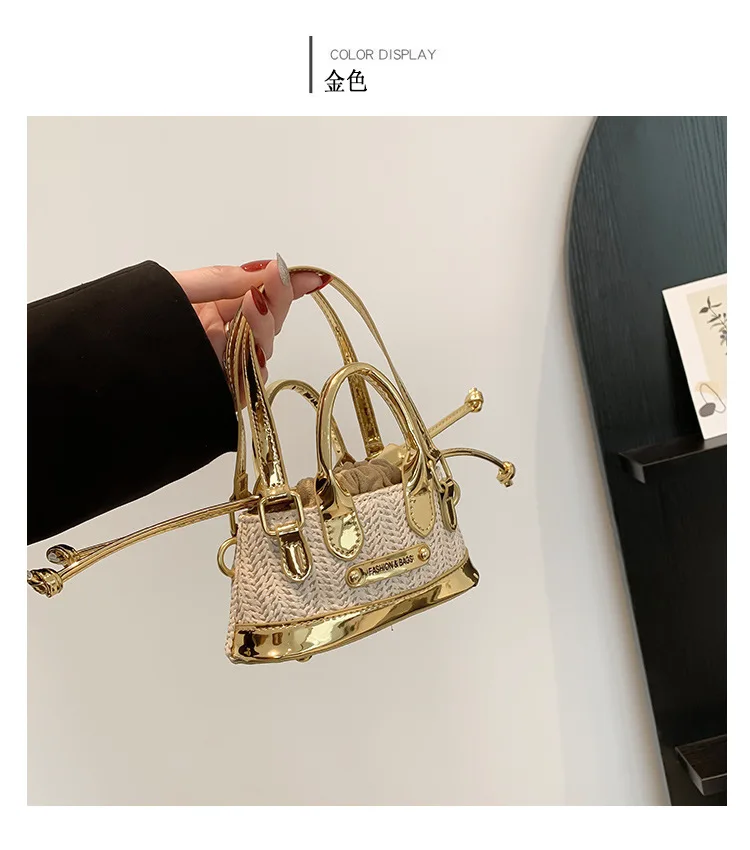 Mini Cute Fashion Straw Woven Crossbody Bags New Small Luxury Designer For Women Handbag And Purse Summer Beach Coin Wallet 2024