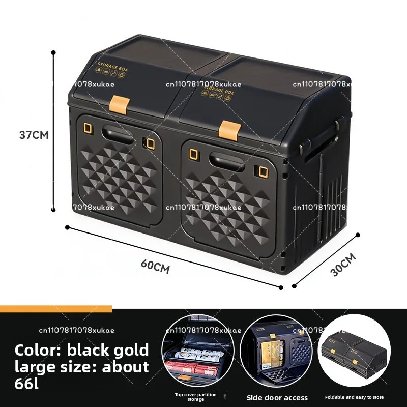 Upgraded Oblique Lid Foldable Storage Box Natural Raw Wood Organizer For Car Trunk Outdoor Camping