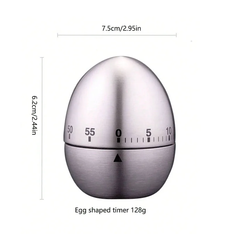 2026 Kitchen Supplies Stainless Steel Egg Clock Kitchen Timer Alarm Count Up Down Clock 60 Minute Countdown Cooking Timer