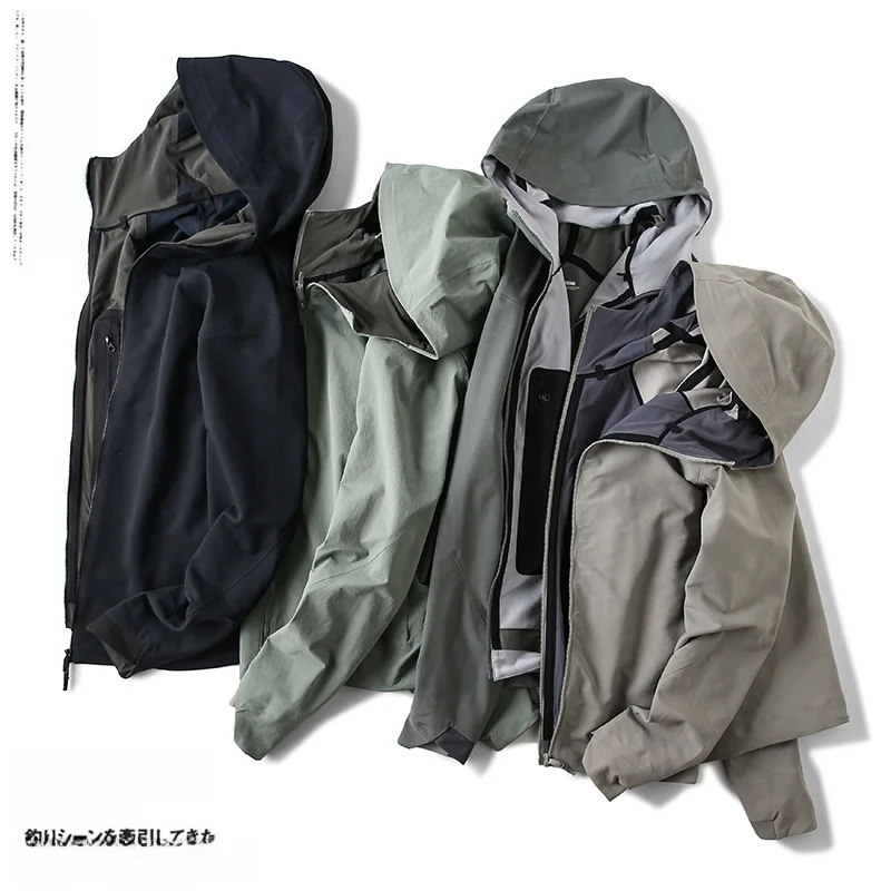 

Outdoor Waterproof Windproof Men's Casual Hooded Jaet Full Seal Glue Busin Leisure Coat Spring Long Sve Stand...