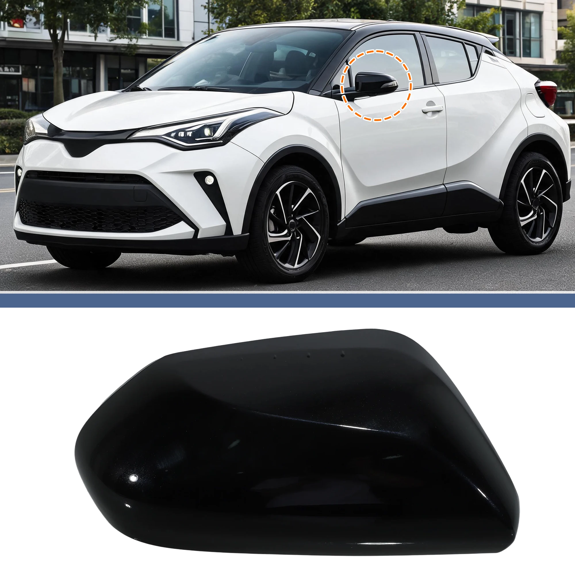 X Autohaux Right Side Mirror Cover Cap for Toyota CHR 2018-2021