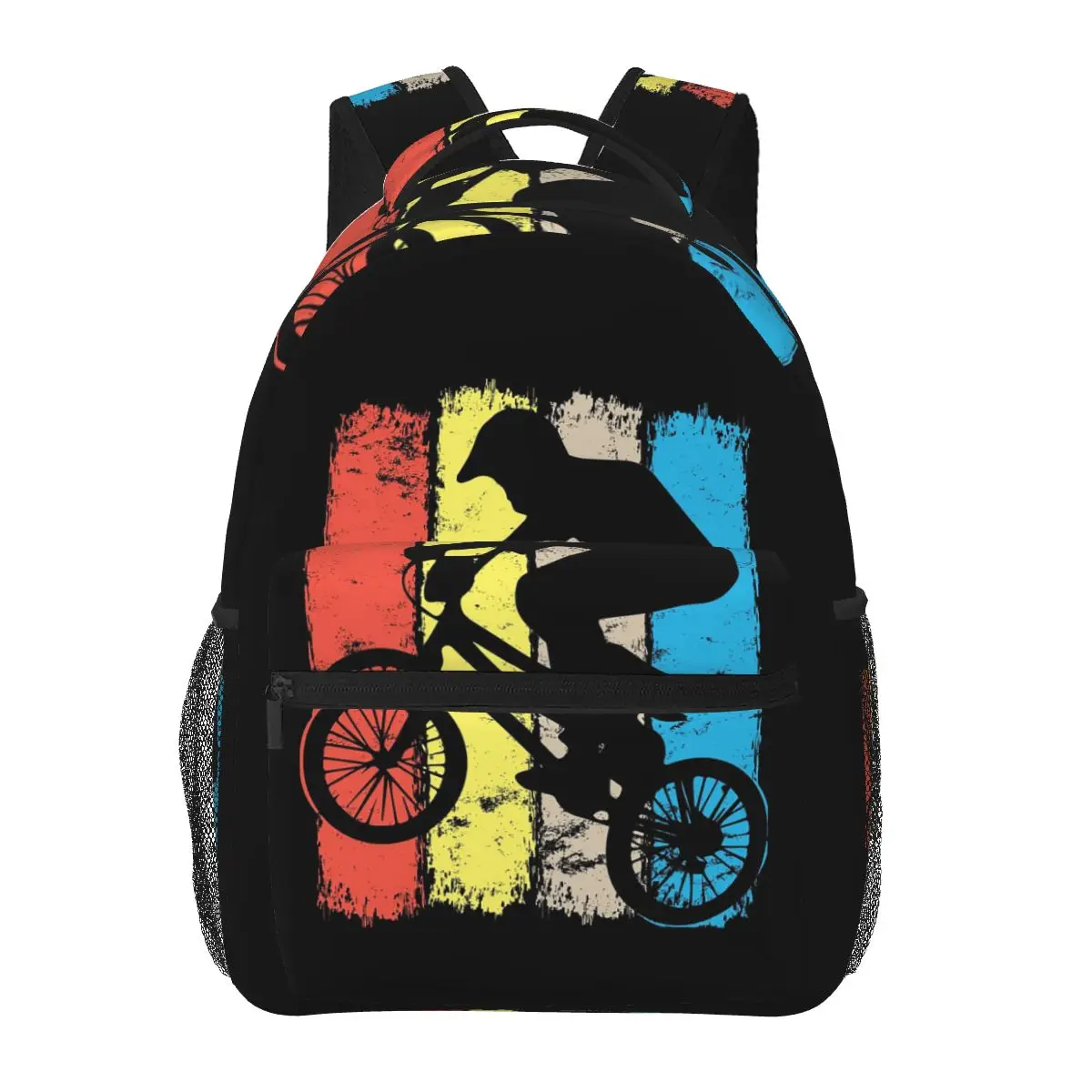 

Colorful Bmx Apparel Retro Bmx Bike Old School Backpack Hot Sale Daypack Kids BookBag School Bag Shoulder Bags for Men Women