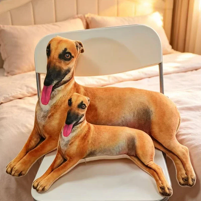 3D Realistisches Greyhound-Plüschkissen Liegender Whippet Kawaii Hund Stofftier-Kissen Simuliertes Tierpüppchen Wohndekor Sammlerstück Geschenk – Detail 2