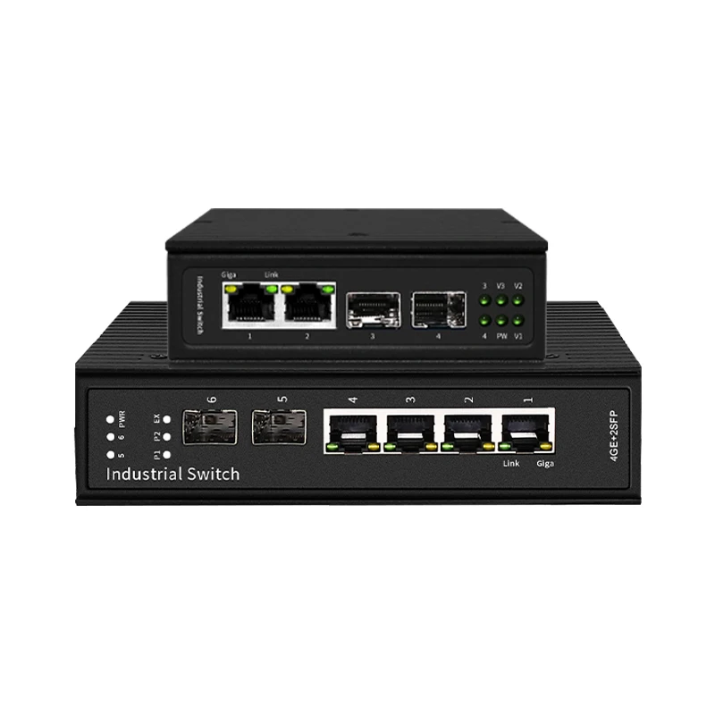 2.5G uplink Gigabit SFP industrial PoE switch 4/6 ports 2.5G uplink POE industrial switch, 2/4*1000M POE RJ45 ports + 2*2.5G SFP