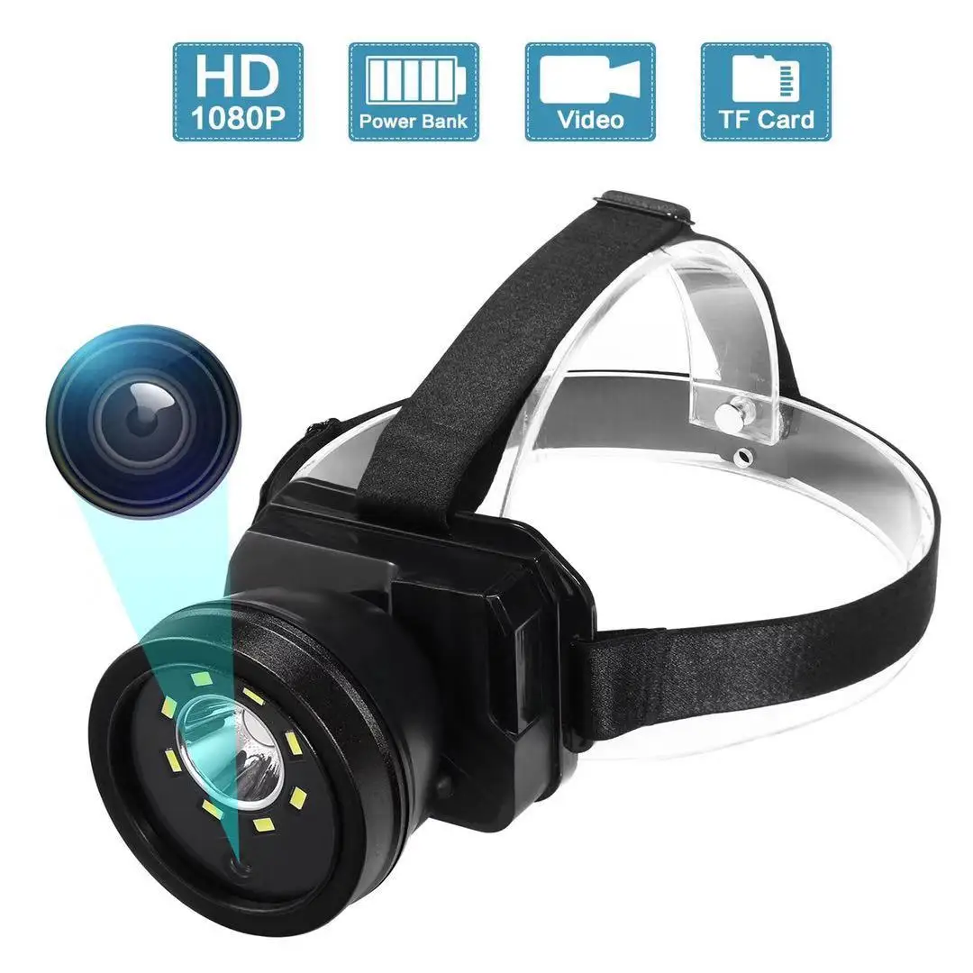 HD 1080p Camera With Headlight Head Mounted Riding Mountain Climbing Video Recorder Camrecord And Lighting All-in-one Machine