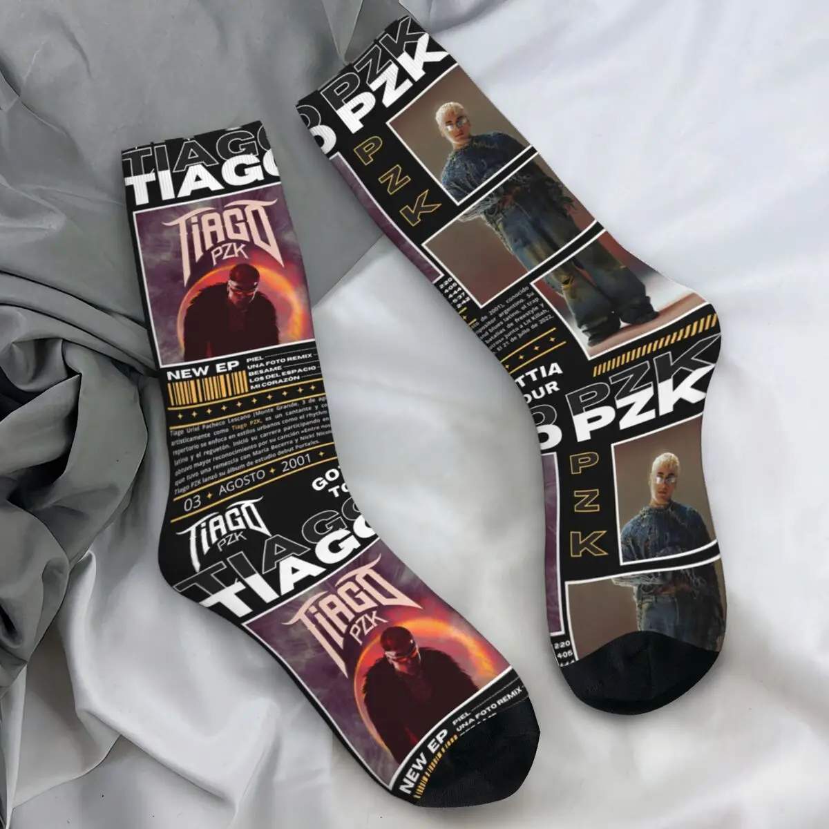 

Men Socks Tiago Pzk Rapper Argentina Tour 2025 Stockings Autumn Modern Warm Soft Socks Graphic Running Anti Skid Socks