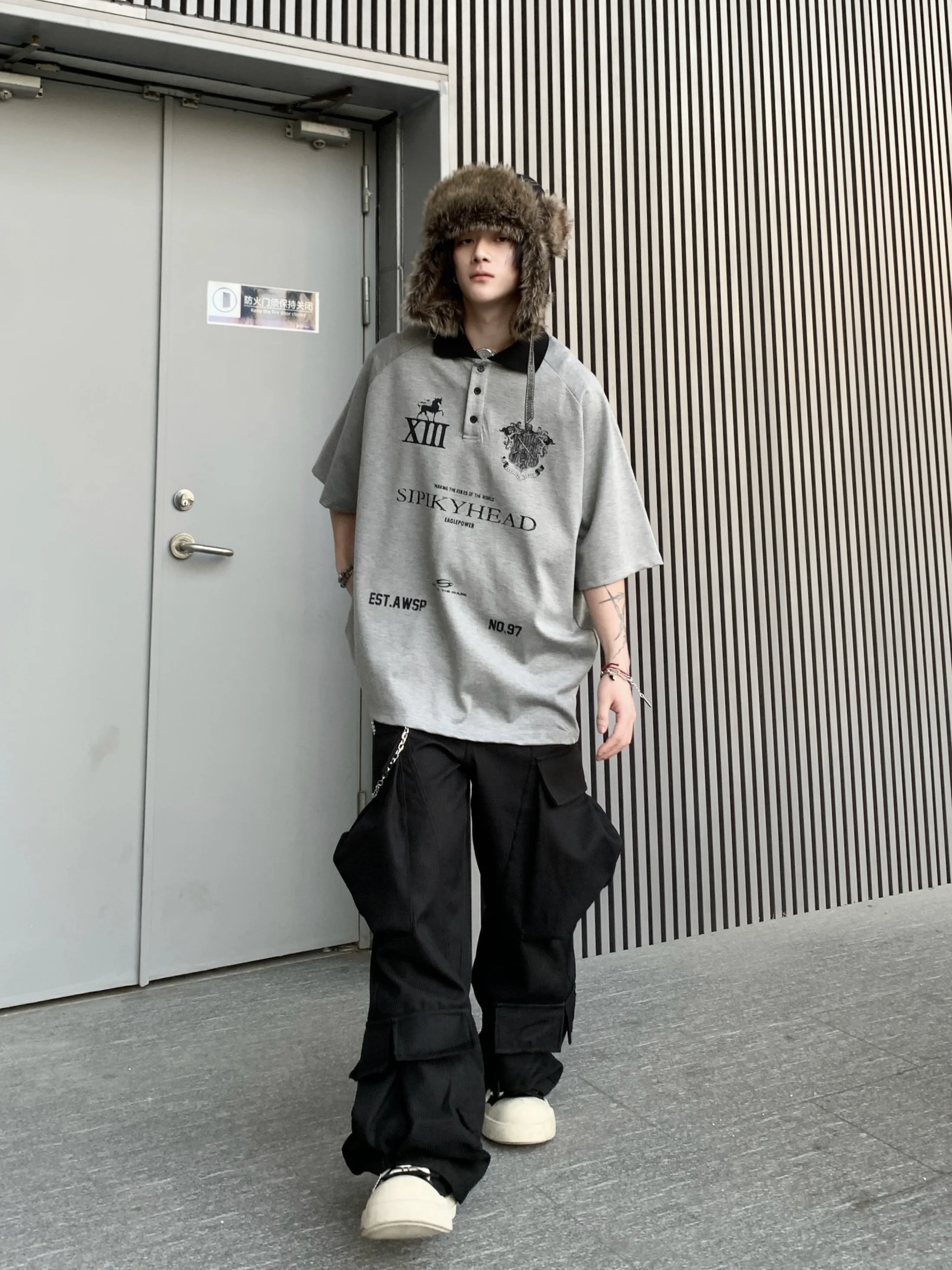 

Retro American Bae Printed Worn Sports Sle T-irt ort Sve Casual Patchwork irt Loose Fit round Ne Regular ...