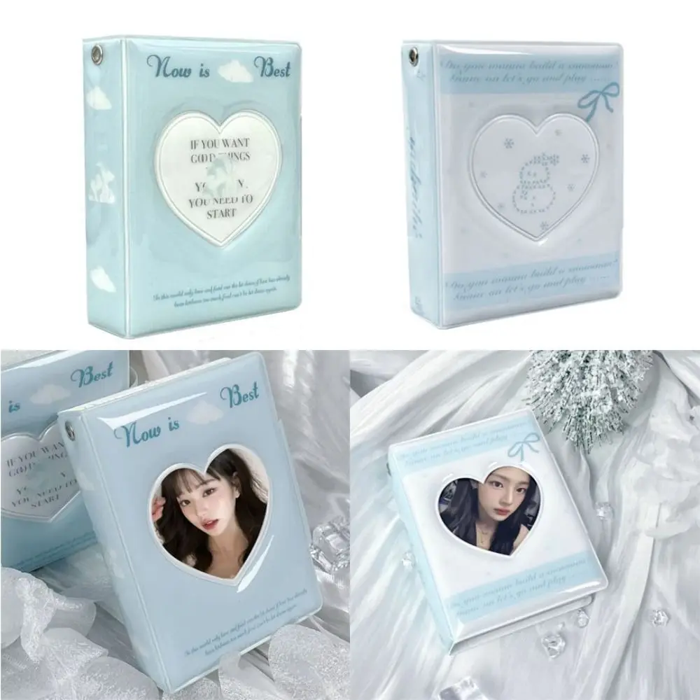 Cute PVC Card Book Heart Shaped Hollow Design 32 Slots Photo Album 3-3.5 Inch Card Binder