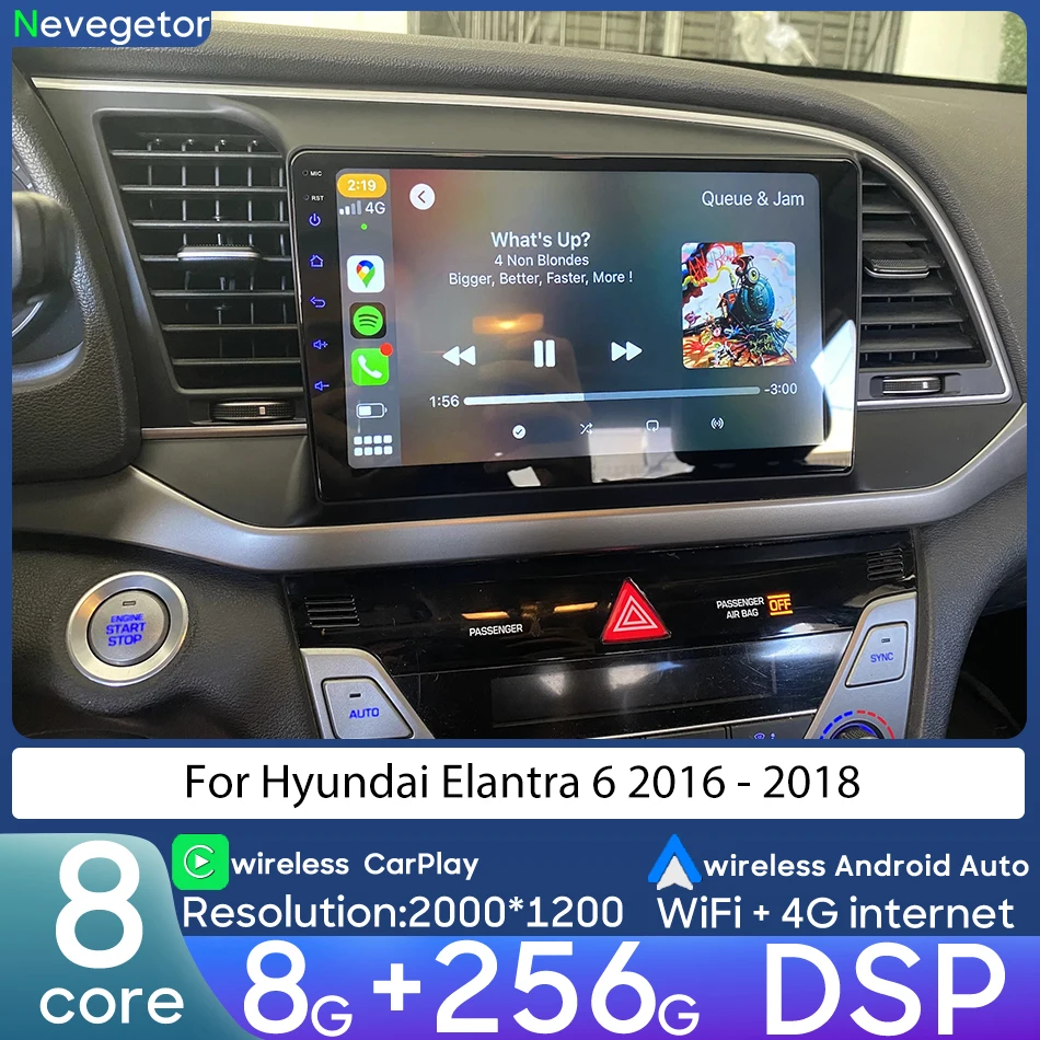 لشركة هيونداي إلنترا 6 2016 - 2018 سيارة ذكي مشغل وسائط متعددة مشغل فيديو الملاحة CarPlay نظام تحديد المواقع أندرويد راديو ستيريو
