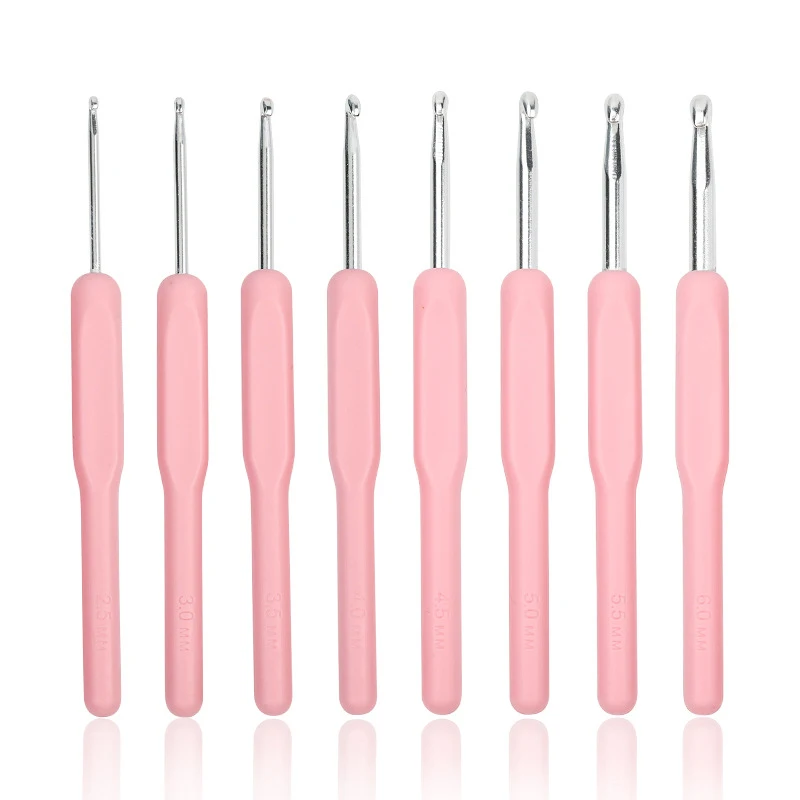8 Stück DIY Strick-Häkelnadeln – Aluminium, 2,5 mm–6 mm |   Perfekt zum Weben von Anfängern, Strick-Bastelbedarf |   Ergonomischer Griff