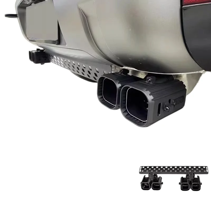 For  Land Rover Defender 90 110 Quad Square Exhaust Tip Rear Lower Guard Plate Exterior Performance Mod Parts view 5