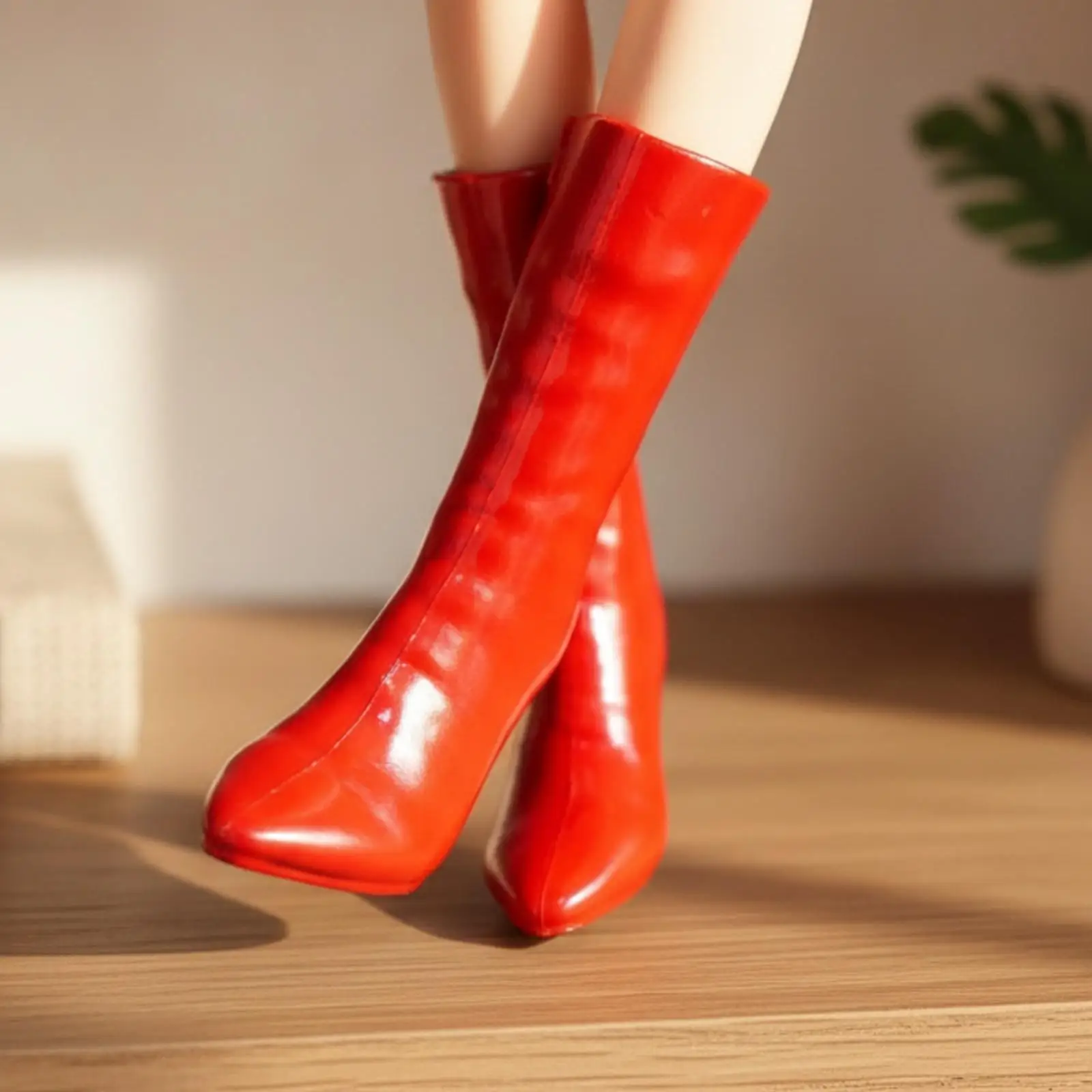 Realistic Action Figure Boots for 1 6 Scale Fashion Dolls Glossy High Heel Pointed Toe Design with Zipper Accent for Styling