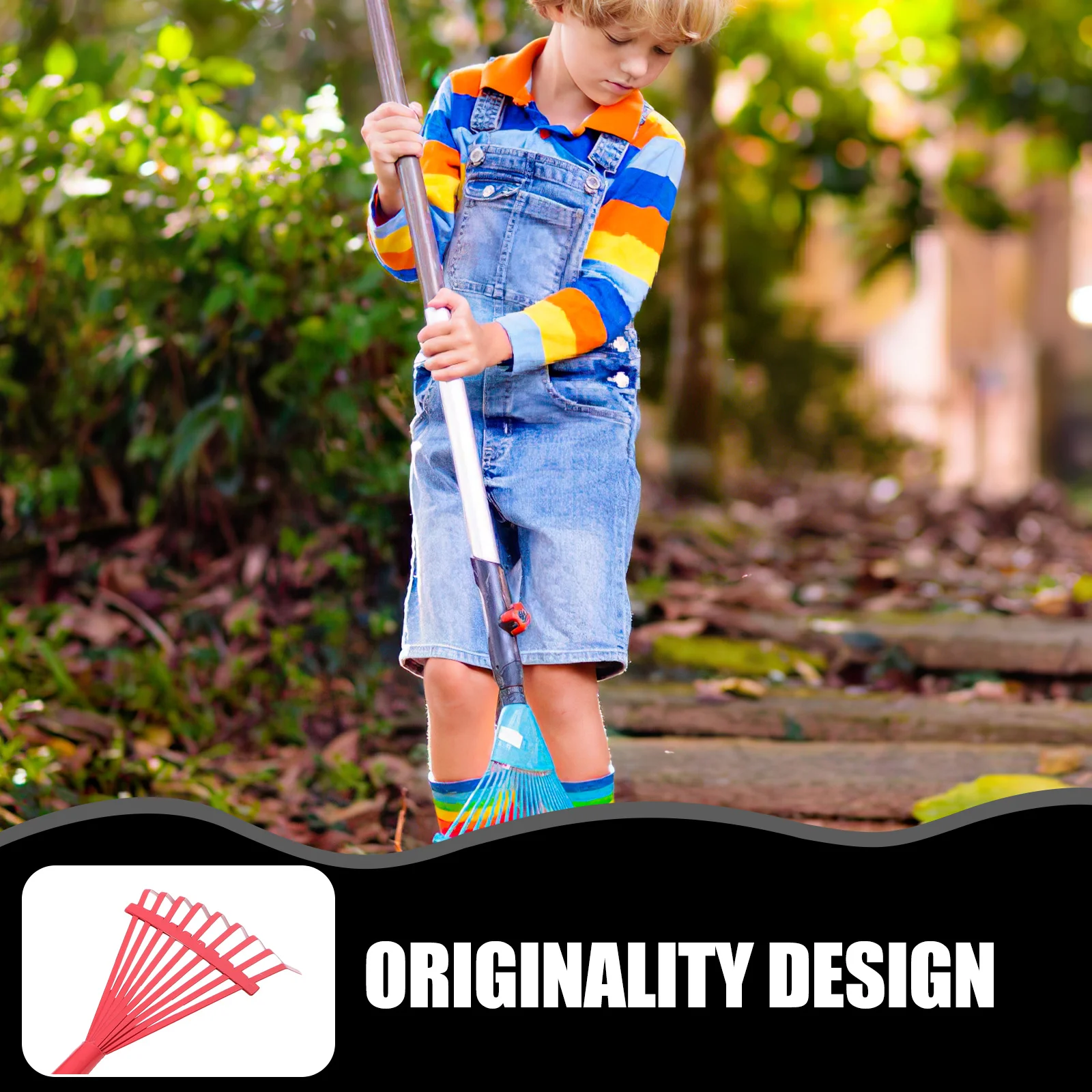 

Detachable Wooden Handle Lawn Rake for Red Small Garden Tools Lightweight Storage Yard Leaf Metal Gardening