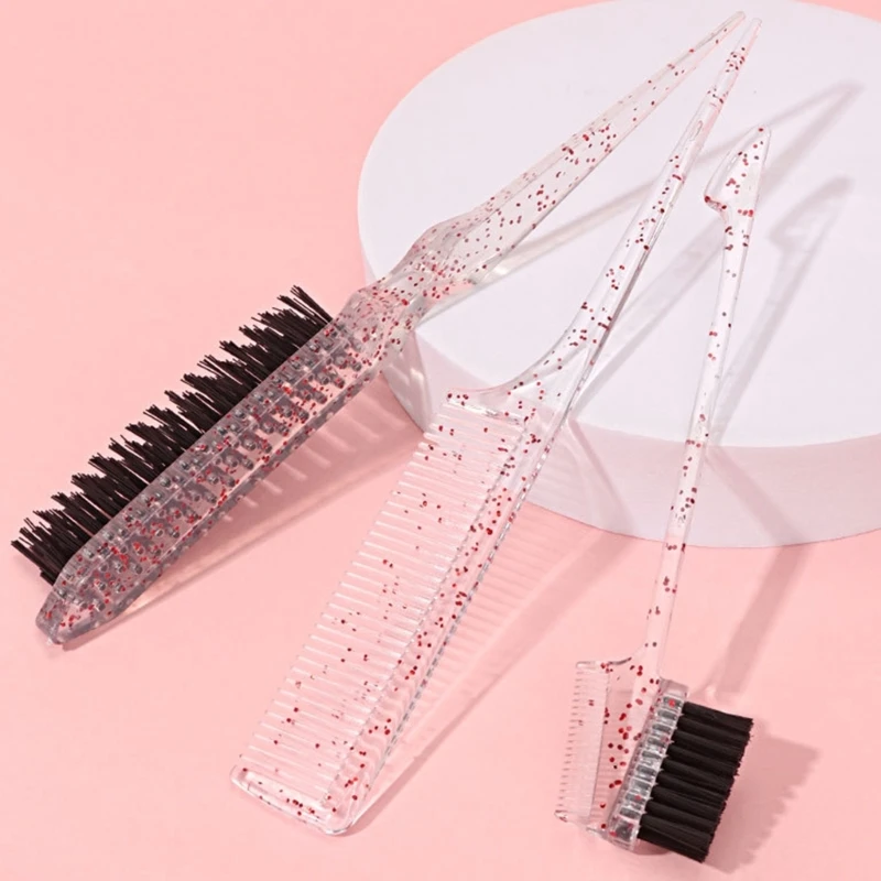 Hairbrush Hair Styling Tail Combs Eyebrow Brush Set Coloring Dyeing Comb Salon Tool Hairdressing Combs for Kids Women 3x