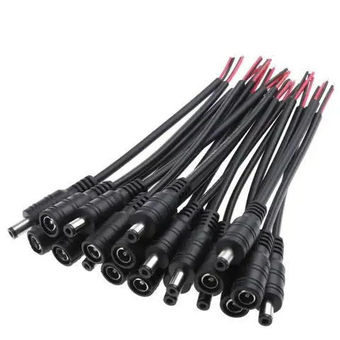 DC Power Connector Pigtail Barrel Plug Cable 2.1mm X 5.5mm Male Female 15CM Wire For IP Camera Power Supply Adapter LED Strip