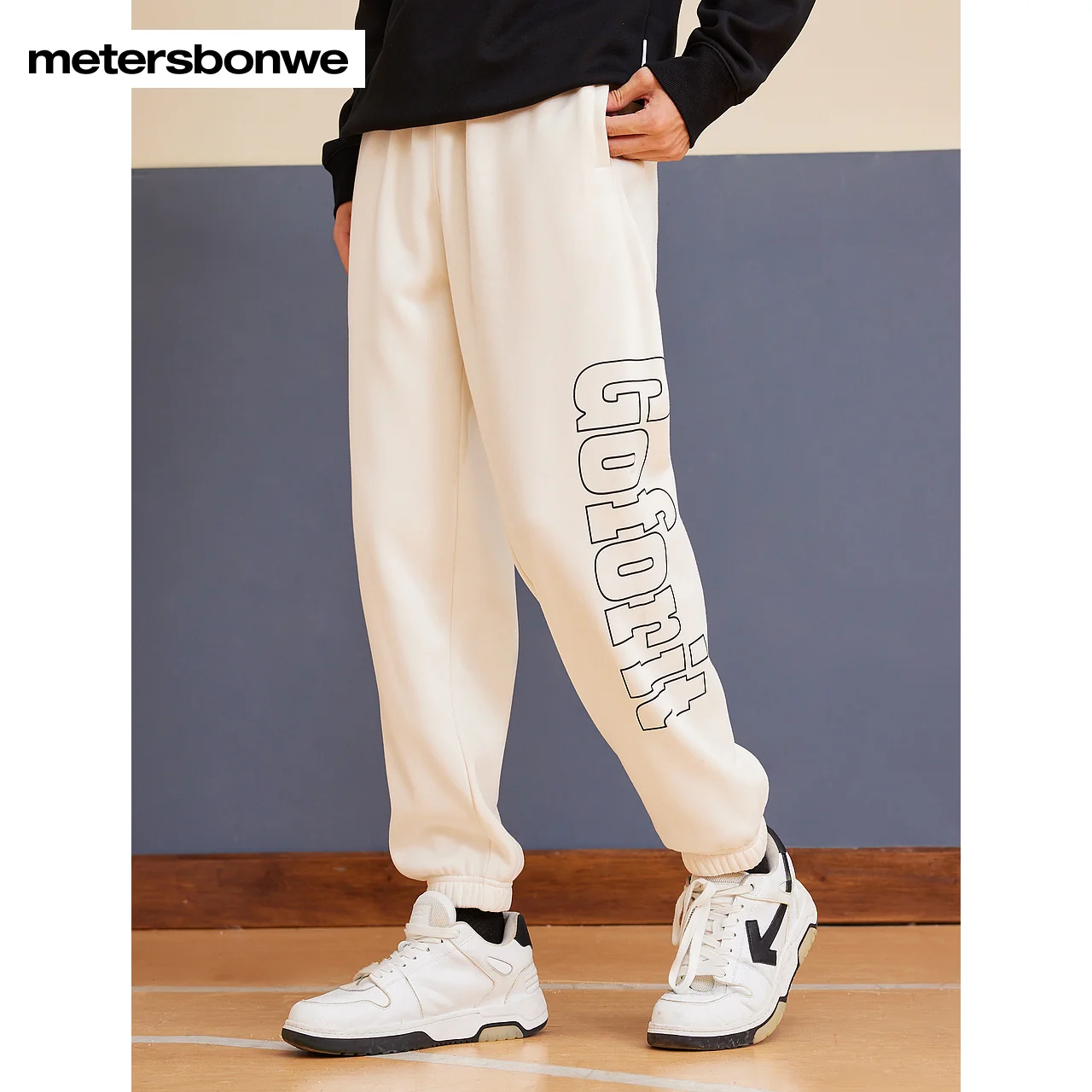 Metersbonwe-Men's Knitted Trousers Letter Print Casual Pants Loose Comfort Stylish Highy Quality Swepants atSpring Autumn