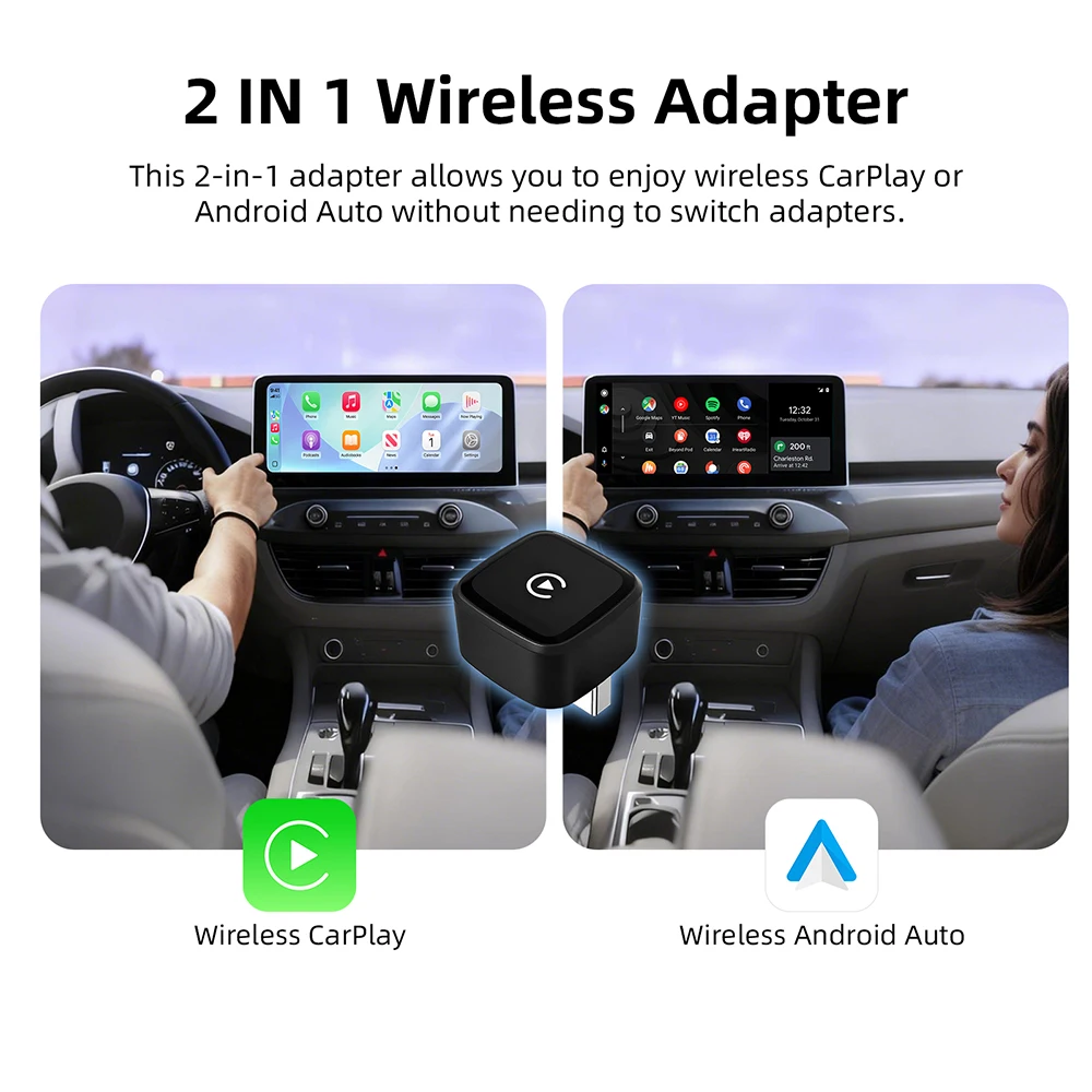 Kabelloser CarPlay-Adapter Kabelloses Android Auto AI Smart Box Mini 2-in-1 Intelligentes System für Kabelgebundenes CarPlay im Auto – Detail 5