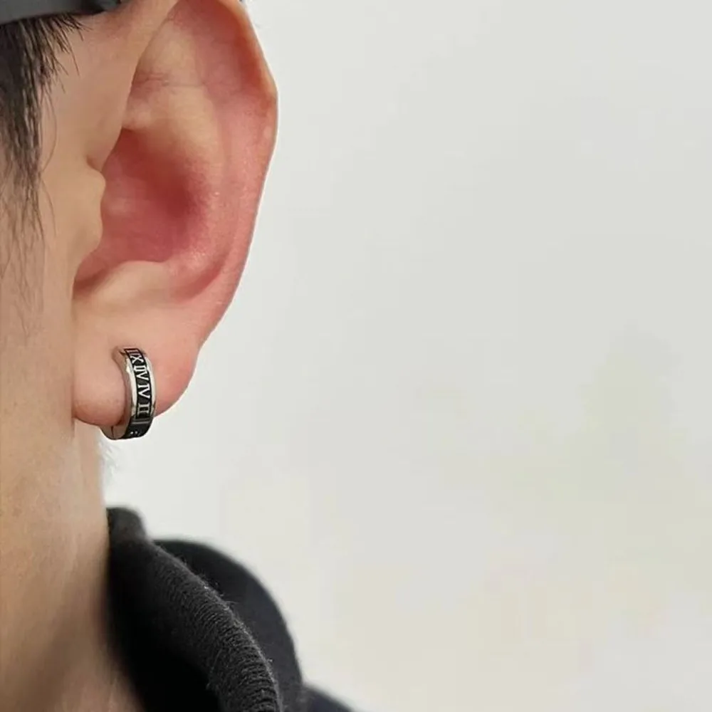 1pair Retro Roman Numeral Ear Clips for Men - Simple and Stylish Jewelry for A Cool Look. Accessories for The Minimalist Style.