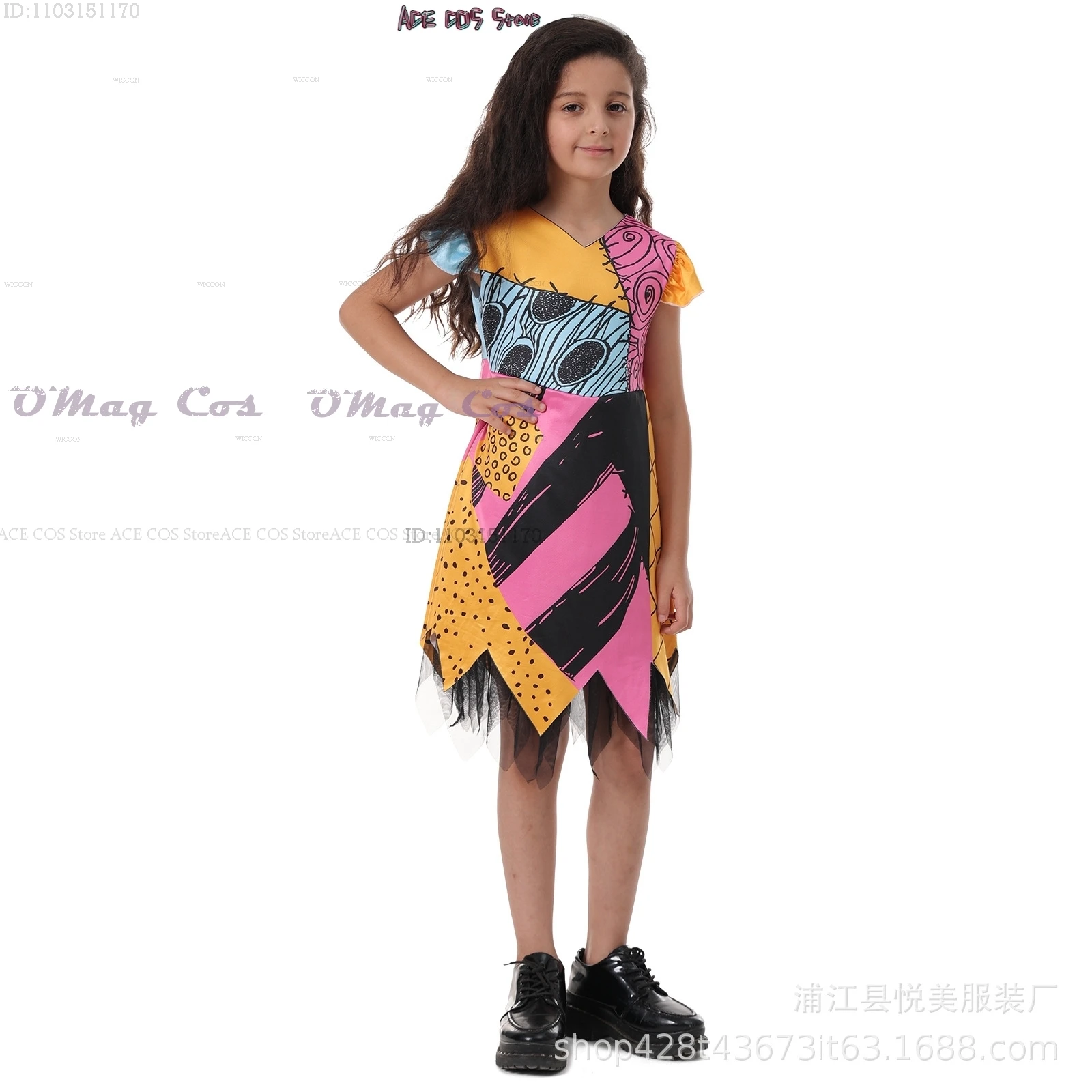 Vestido de pesadilla de Halloween para mujer, traje de Navidad para adultos y niños, disfraz de Cosplay aterrador, traje de película para fiesta, peluca de vestido para mujer