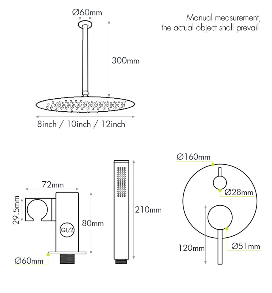 Rotguss Dusch armatur Regen Dusch kopf Bad Dusch armatur Decken arm 2 Wege Schalter Mixer Dusch system Wand montage – Detail 8