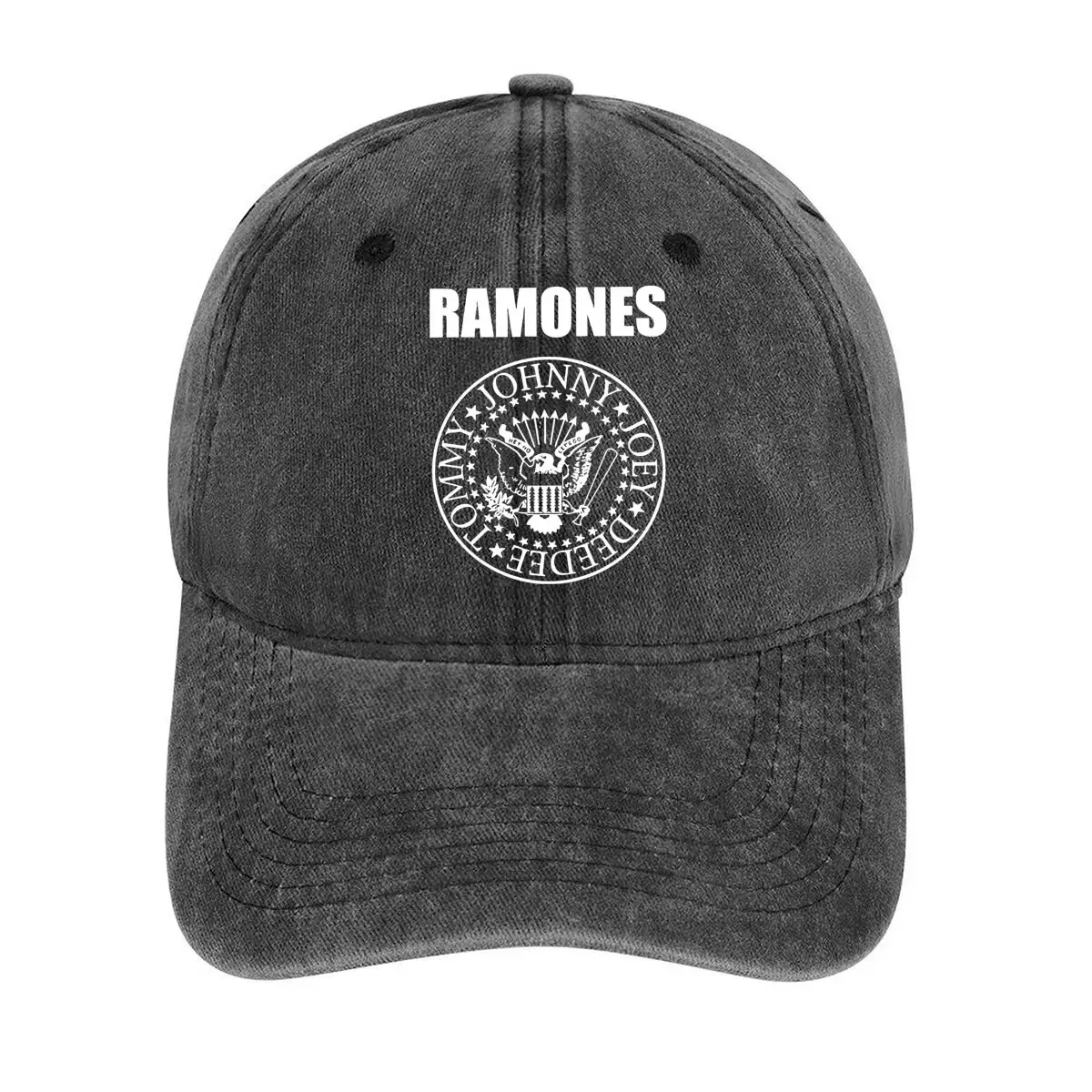 Ramones Band Tribute con el nombre de la banda y los nombres de los miembros, que celebra la banda punk rock en un retro - Gorra de béisbol lavada