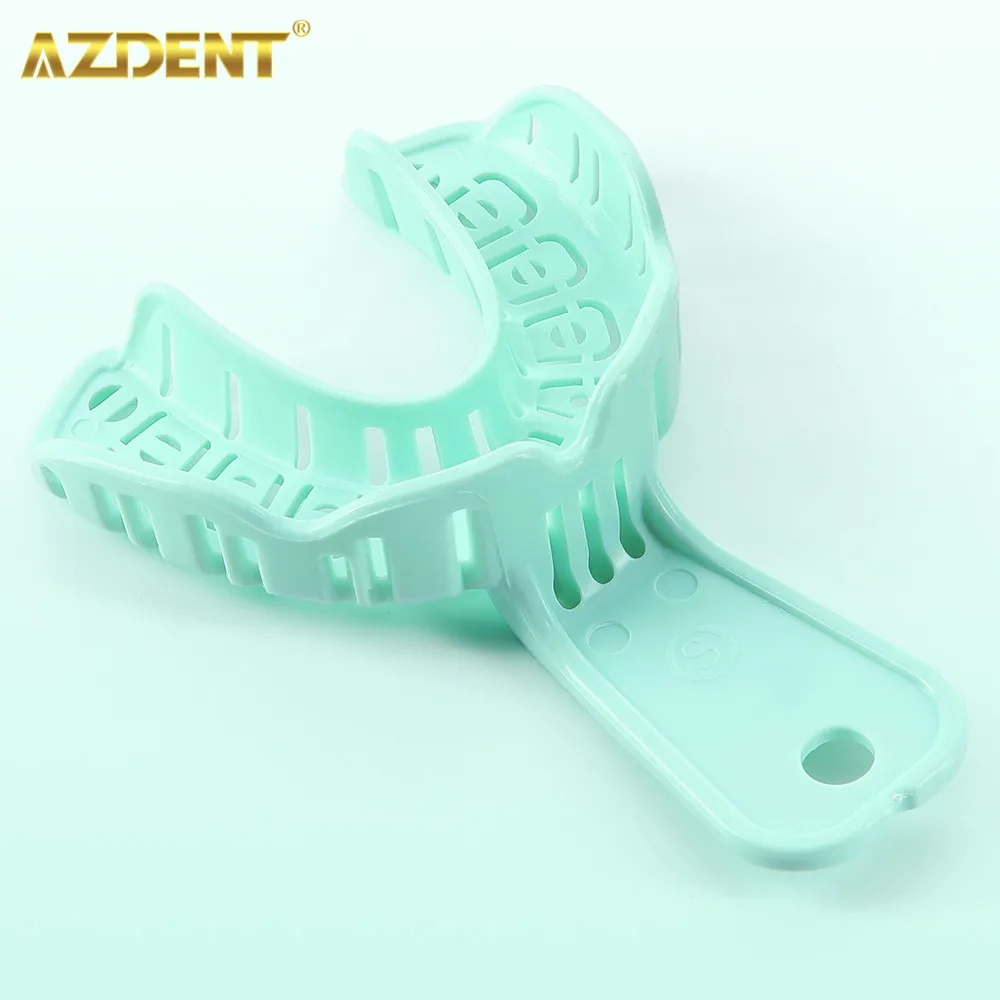 1set Azdent Dental Impression Trays 6Pcs/Set Green Full Mouth for Teeth Mold Tray Plastic Large Medium Small Lab Dentistry Tools