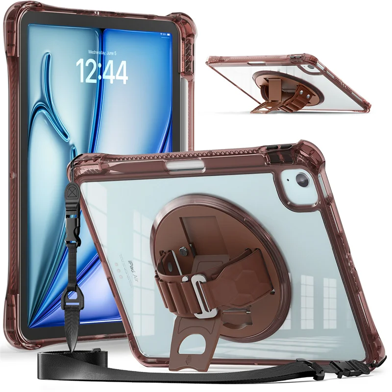 

For iPad Pro 11 12.9 13 inch Case 2024 iPad 10.2 7th 8th 9th Air 11'' 5th 4th 10.9 10th Generation Shockproof Tablet Cover+Strap