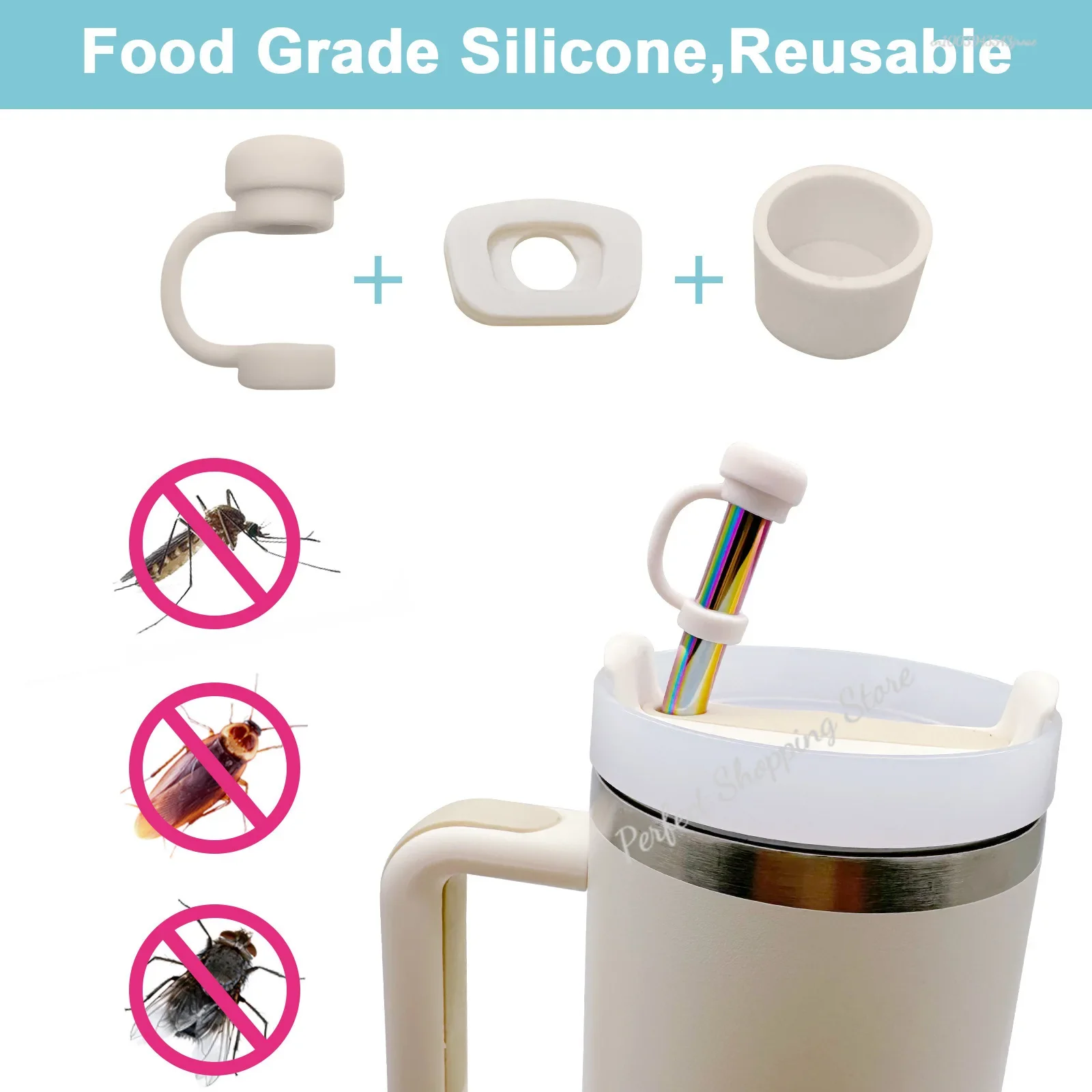 3pcs/set Silicone Spill Proof Stopper for Stanley Cup Tumbler Accessories Straw Cap Cover Spill Stopper Leak Stopper