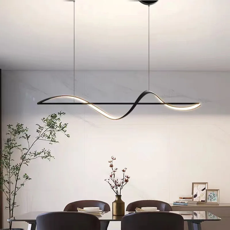 

Line Hanging Chandelier Minimalist Nordic Modern LED Chandelier Living Room Kitchen Bar Lamps Lighting Decoration