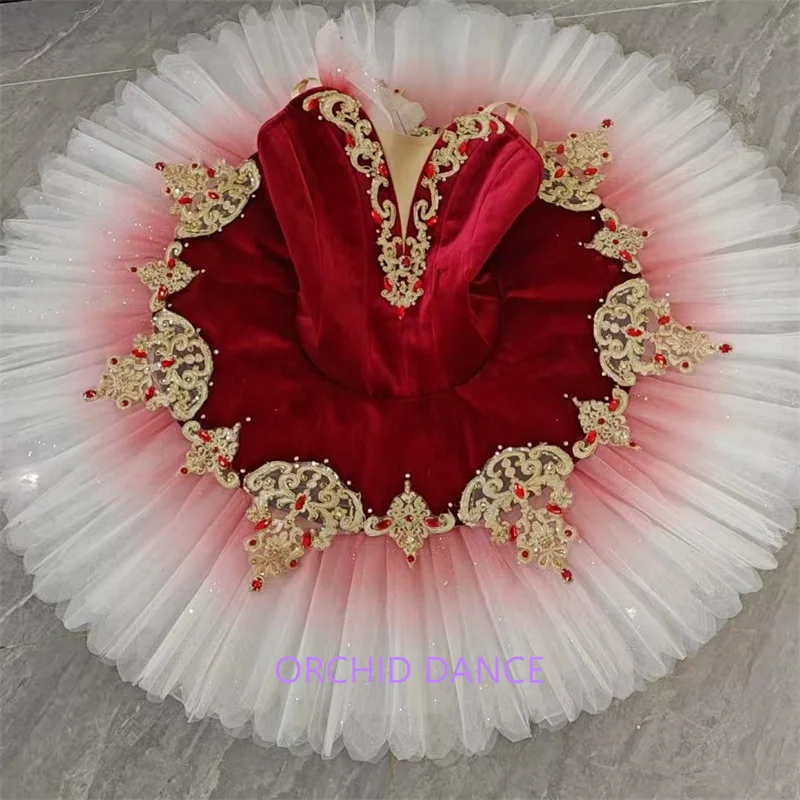 

New Coming Professional Custom Size 9-12 Layers Don Quixote Performance Wear Women Adult Kids Girls Red Ballet Tutu Costumes