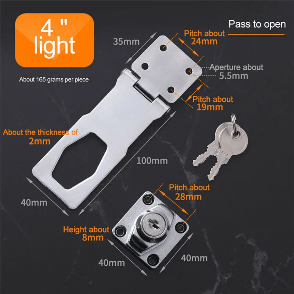 آلية قفل موثوقة للحماية المضافة 2 534 بوصة قفل الباب بمشبك التيلة قفل خزانة سقيفة قفل المرآب مع مفاتيح #3