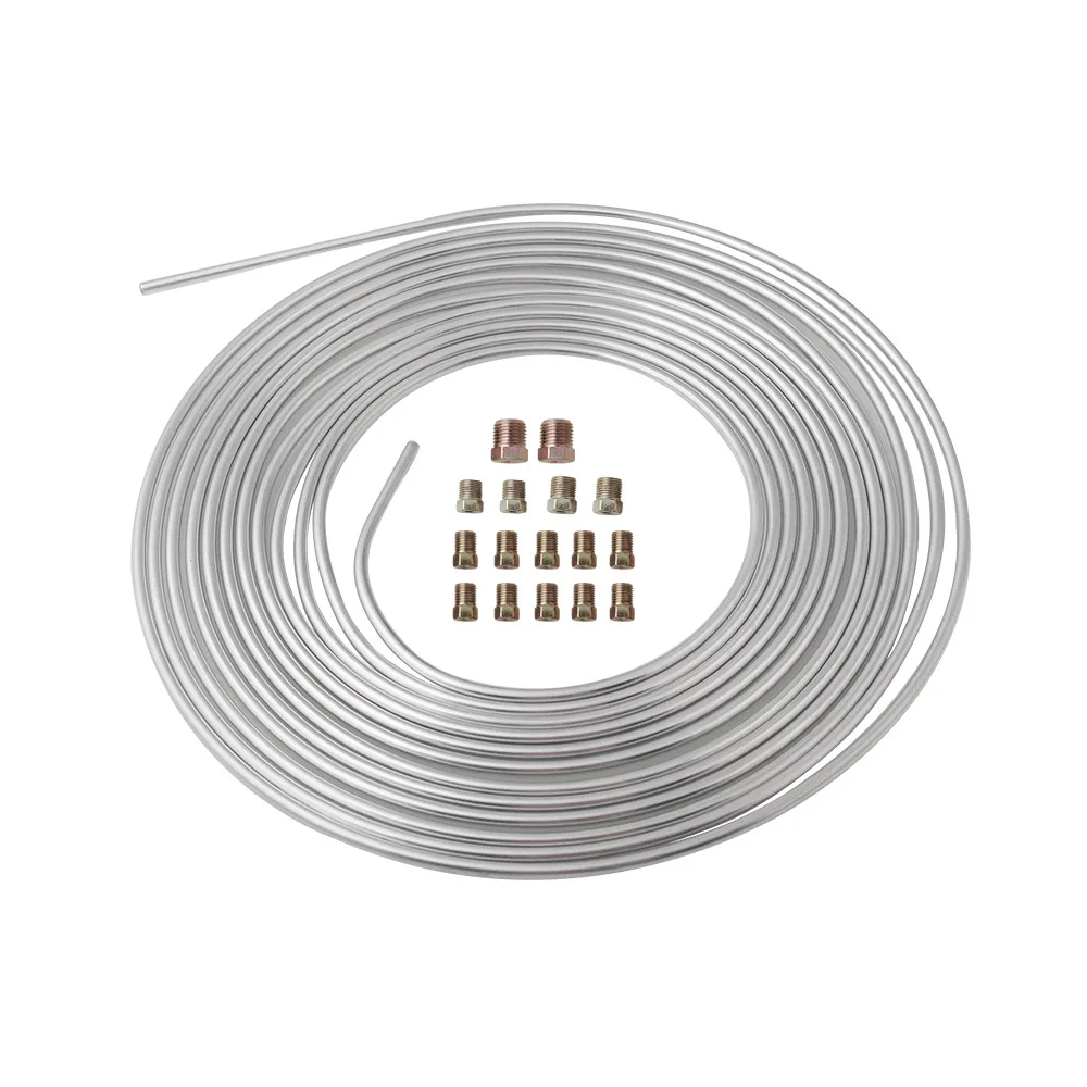 

25' 3/16 True Galvanized iron Brake Line Replacement Tubing Coil and Fitting Kit, Inverted Flare