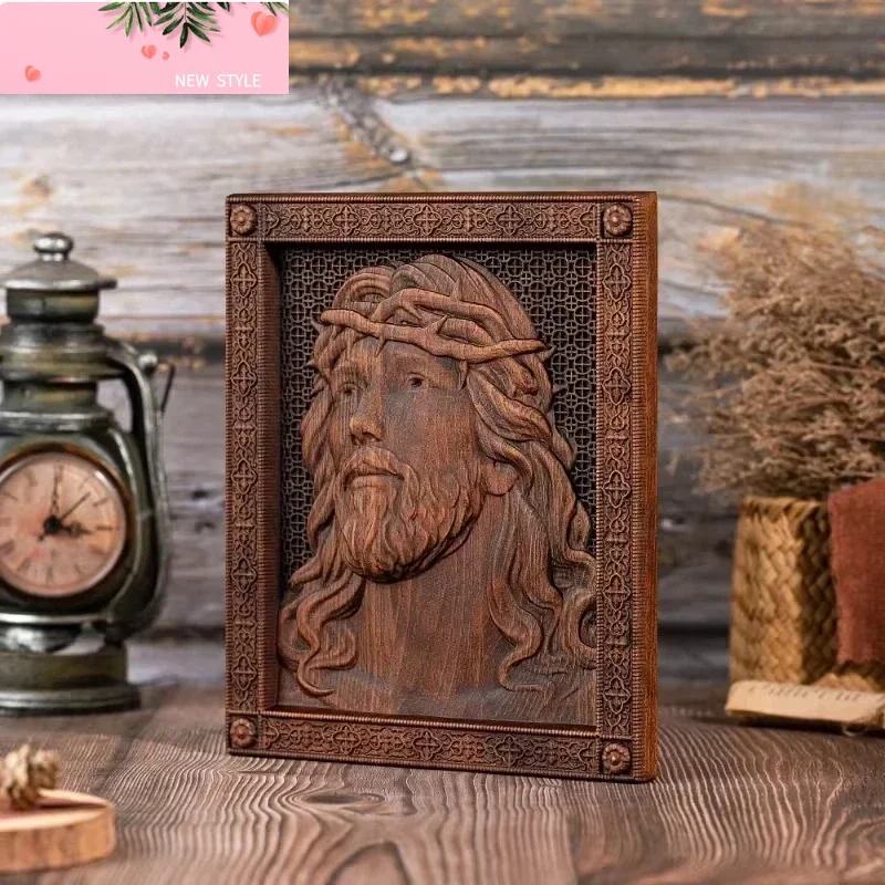 

Religious Vintage Wood Carving Jesus Crown of Thorns Figure Catholic Saint Wall Decor
