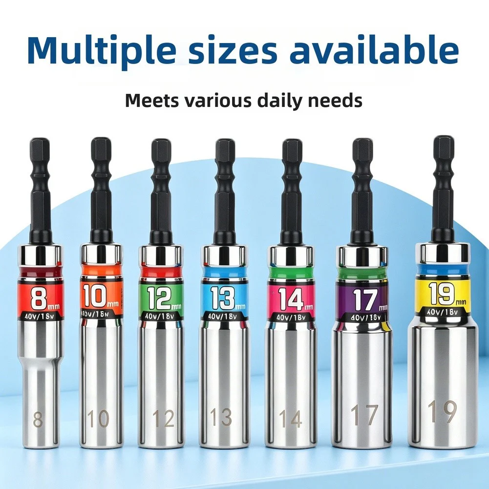 Heavy-Duty 14-Piece For Impact Socket Set 8mm 10mm 12mm 13mm 14mm 17mm 19mm Chrome Plated for Long Term Reliability