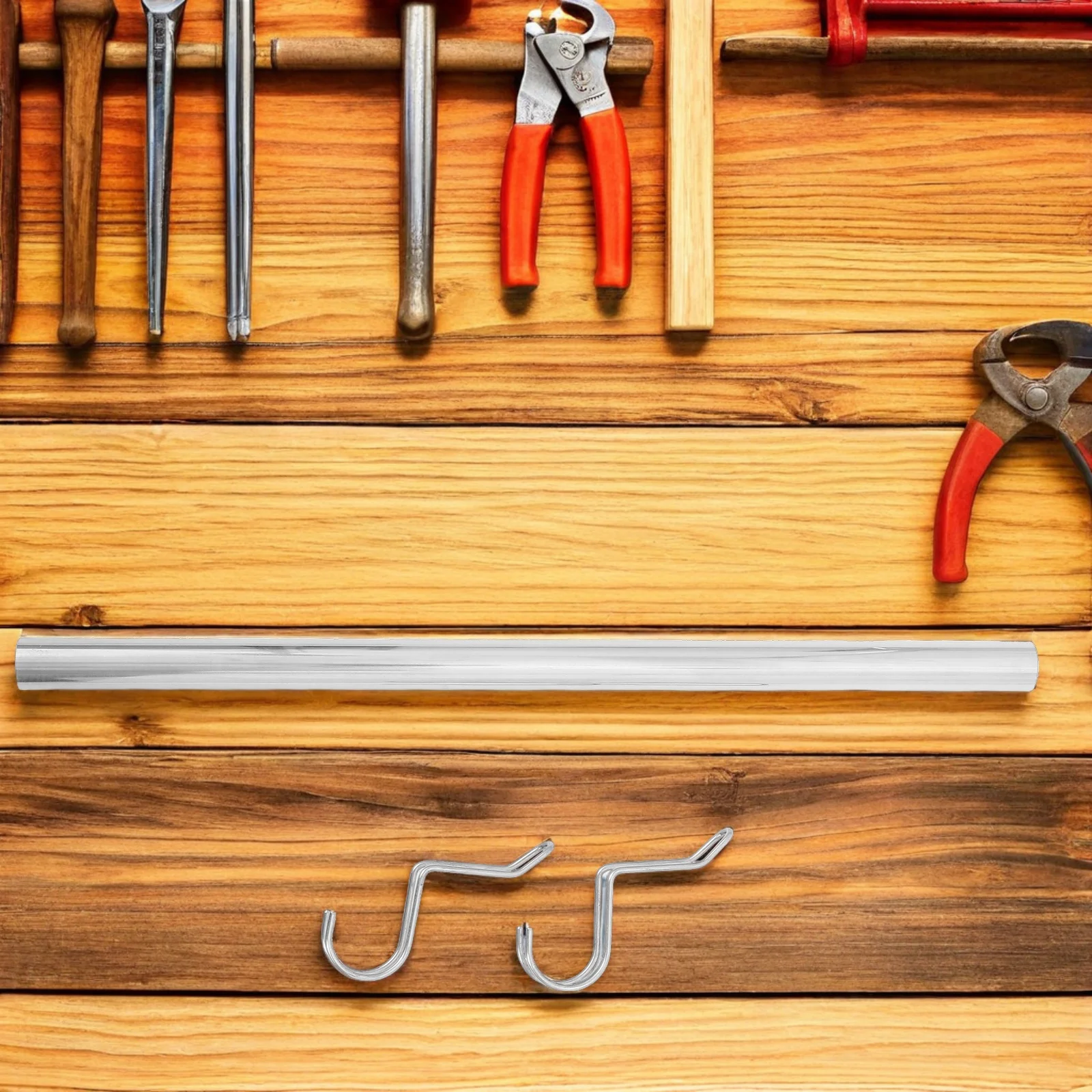 

2Pcs Stainless Steel Hanging Rod Adjustable Hooks Multipurpose Clothes Rack for Closets Bathrooms Balconies Heavy Duty Organizer