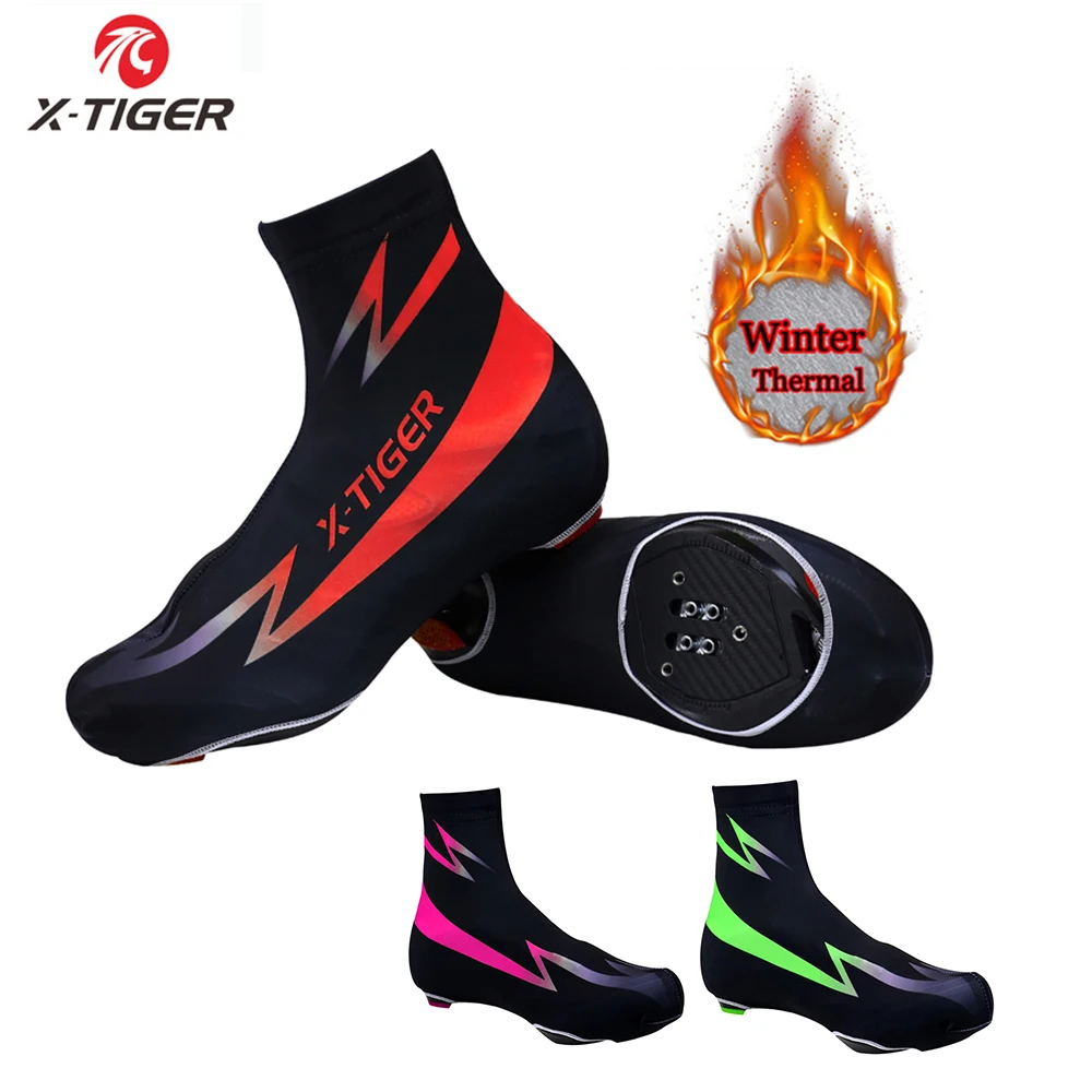 X-TIGER Winter Thermal Cycling Shoe Cover Sport Mans MTB Bike Shoes Covers Bicycle Overshoes Fleece Warm Bike Lock Protector