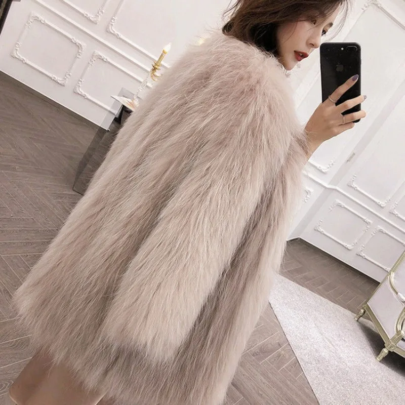 Luxury Chic Fluffy Fur Coat Warm Winter Women Clothing Furry Faux Fur Jacket Long Sleeve Cardigan Thick Windproof Jacket New
