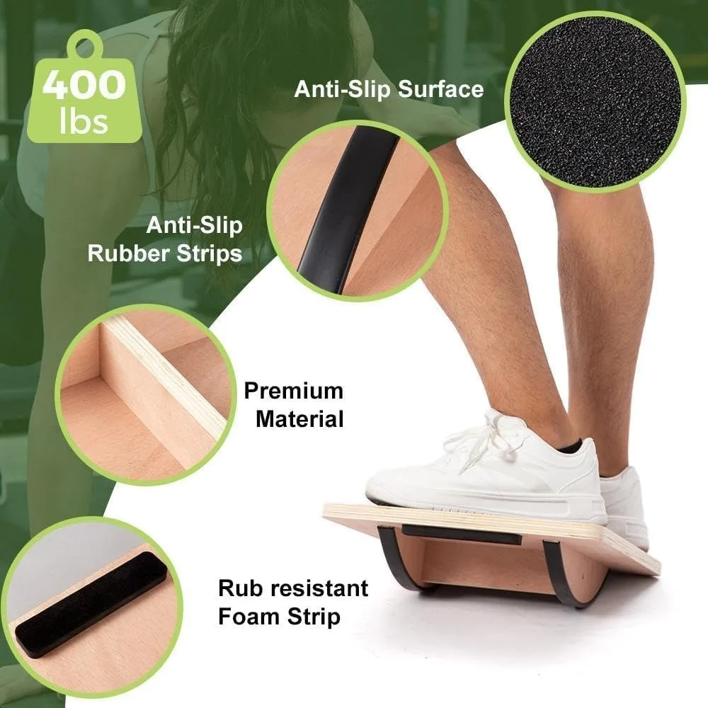 Tabla de Equilibrio de Madera Antideslizante para Fortalecer el Core y Rehabilitar Tobillos, Entrenador de Equilibrio Antideslizante para Yoga y Ejercicios en Casa, Ideal para la Recuperación de