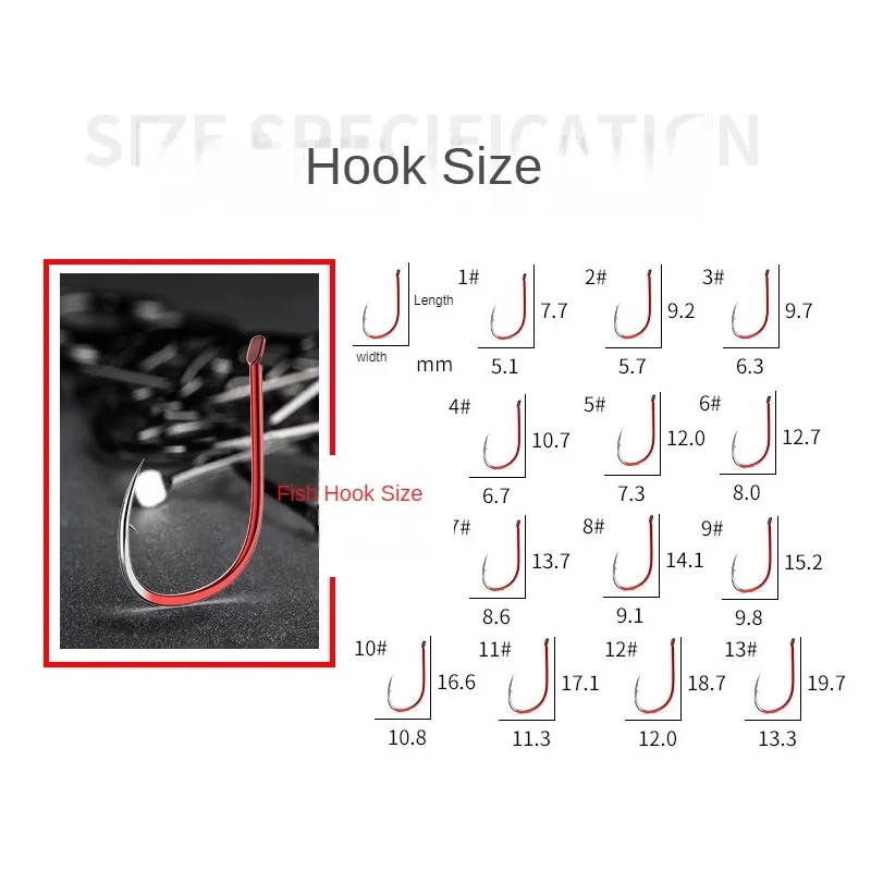 New 50Pcs/Box ISEAMA High-Carbon Steel Red Fishing Hooks From Japan 1#-10# Blue Barbed Fishhook for Carp Fishing Accessories